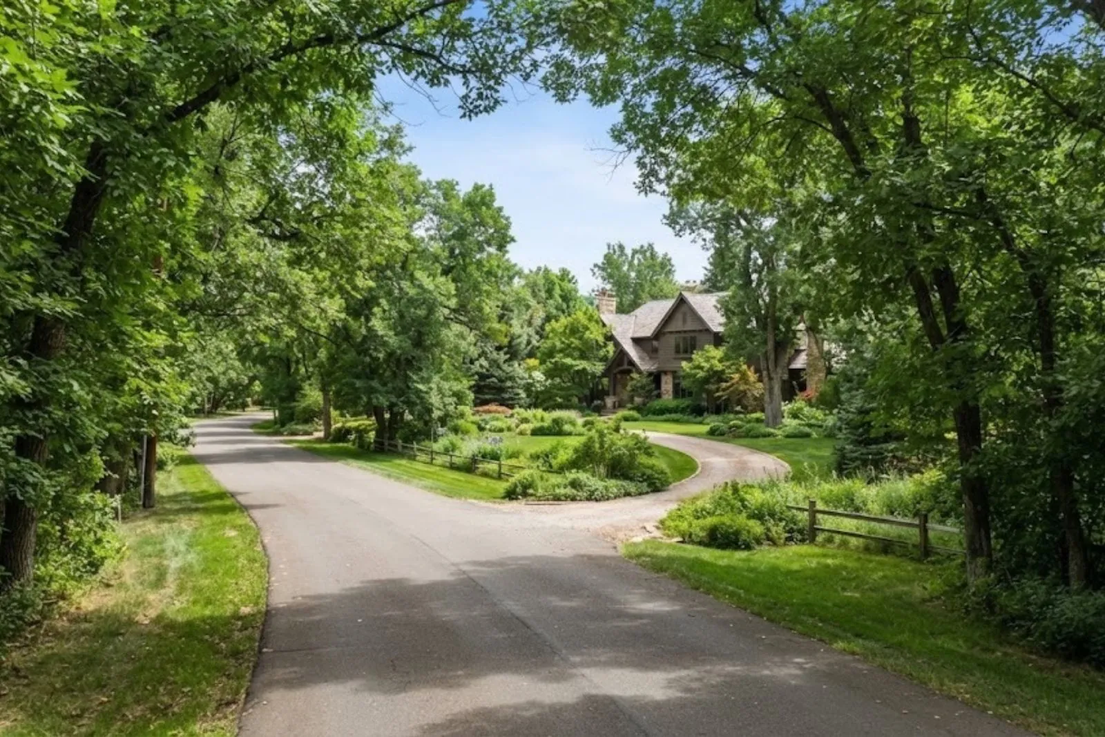 Tree-lined residential street in Cherry Hills Village, CO